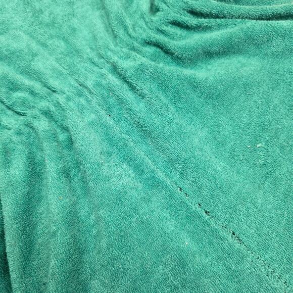 VTG Terry Cloth Romper Shorts 70s Women Medium Green Stripe Distress READ - Picture 11 of 14